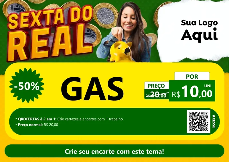 Modelo de Cartaz para Cartaz A4 Horizontal com o tema Sexta do Real para Água e gás