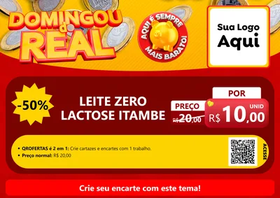 Modelo de Cartaz para Cartaz A4 Horizontal com o tema Domingou do Real para Frios e Laticínios