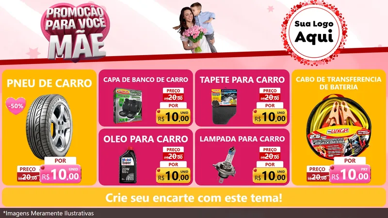 Modelo de TV para TV Horizontal com o tema Promoção Para Você Mãe para Auto peças