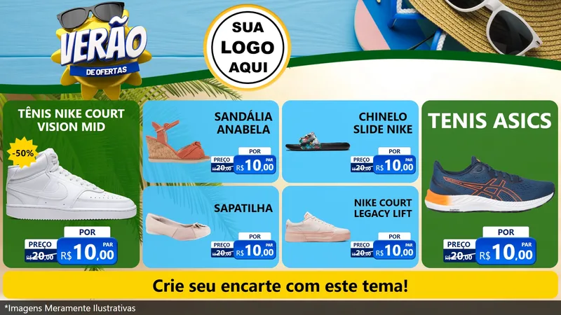 Modelo de TV para TV Horizontal com o tema Verão de Ofertas para Calçados