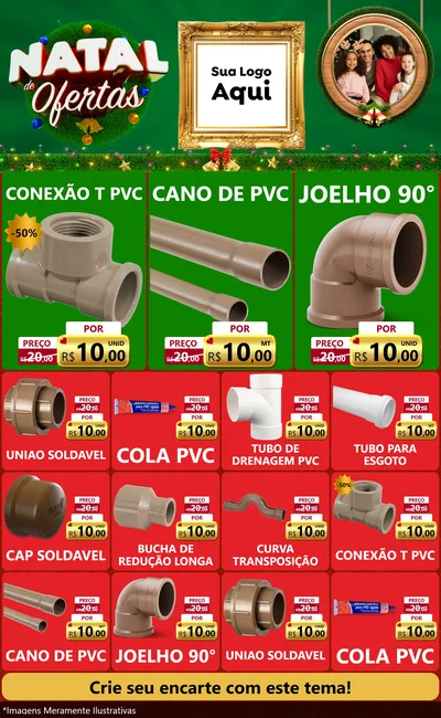 Modelo de Encarte para Encarte Grande com o tema Natal de Ofertas para Tubos e conexões