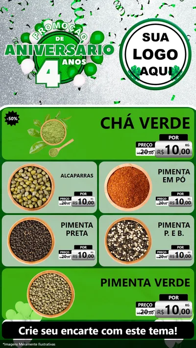 Modelo de TV para TV Vertical com o tema Promoção de Aniversário - 4 Anos para Produtos Naturais