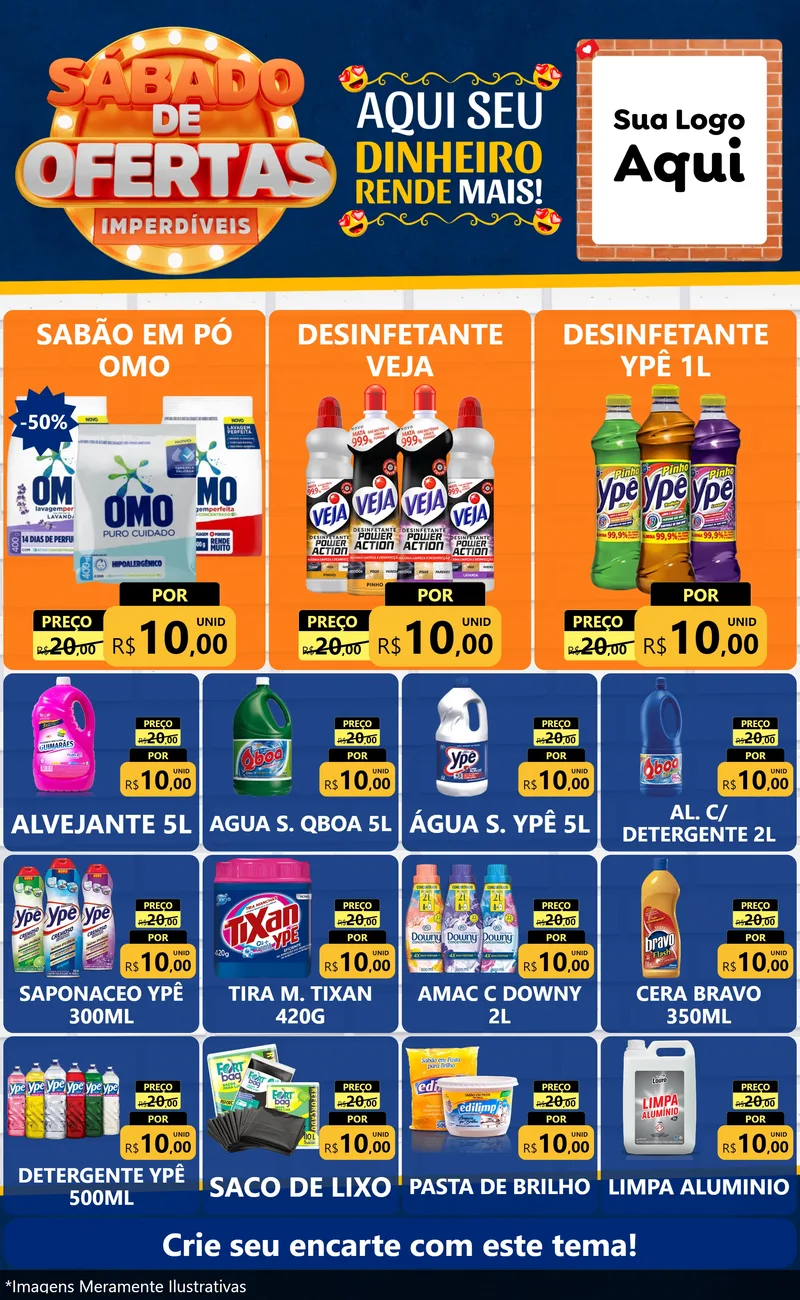 Modelo de Encarte para Encarte Grande com o tema Sábado de Ofertas Imperdíveis para Produtos de Limpeza