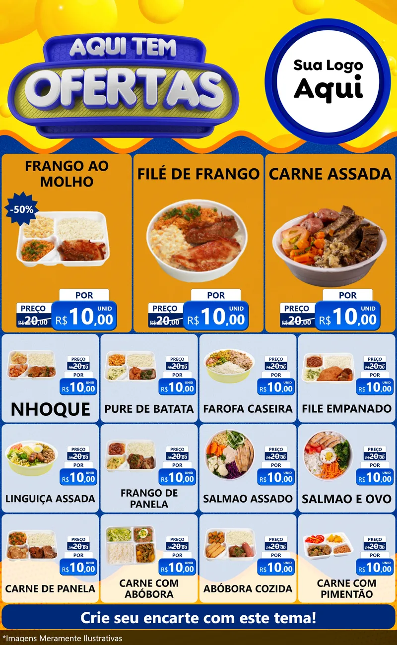 Modelo de Encarte para Encarte Grande com o tema Aqui Tem Ofertas para Restaurante
