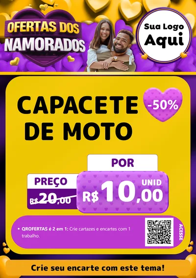 Modelo de Cartaz para Cartaz A4 Vertical com o tema Oferta Dos Namorados para Moto peças