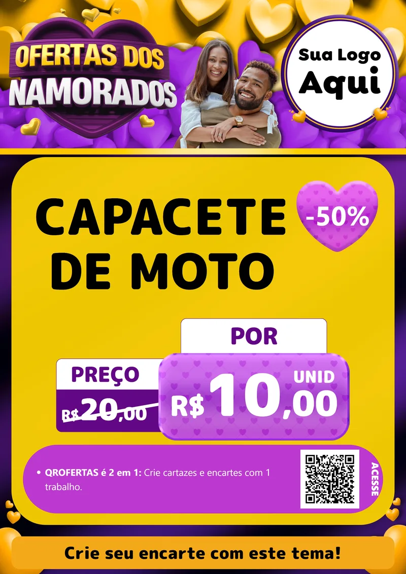 Modelo de Cartaz para Cartaz A4 Vertical com o tema Oferta Dos Namorados para Moto peças