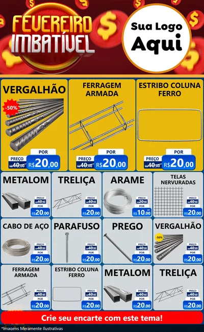 Modelo de Encarte para Encarte Grande com o tema Fevereiro Imbatível para Ferragens