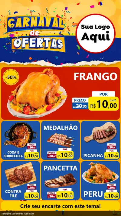 Modelo de Rede Social para Stories com o tema Carnaval de Ofertas para Assados