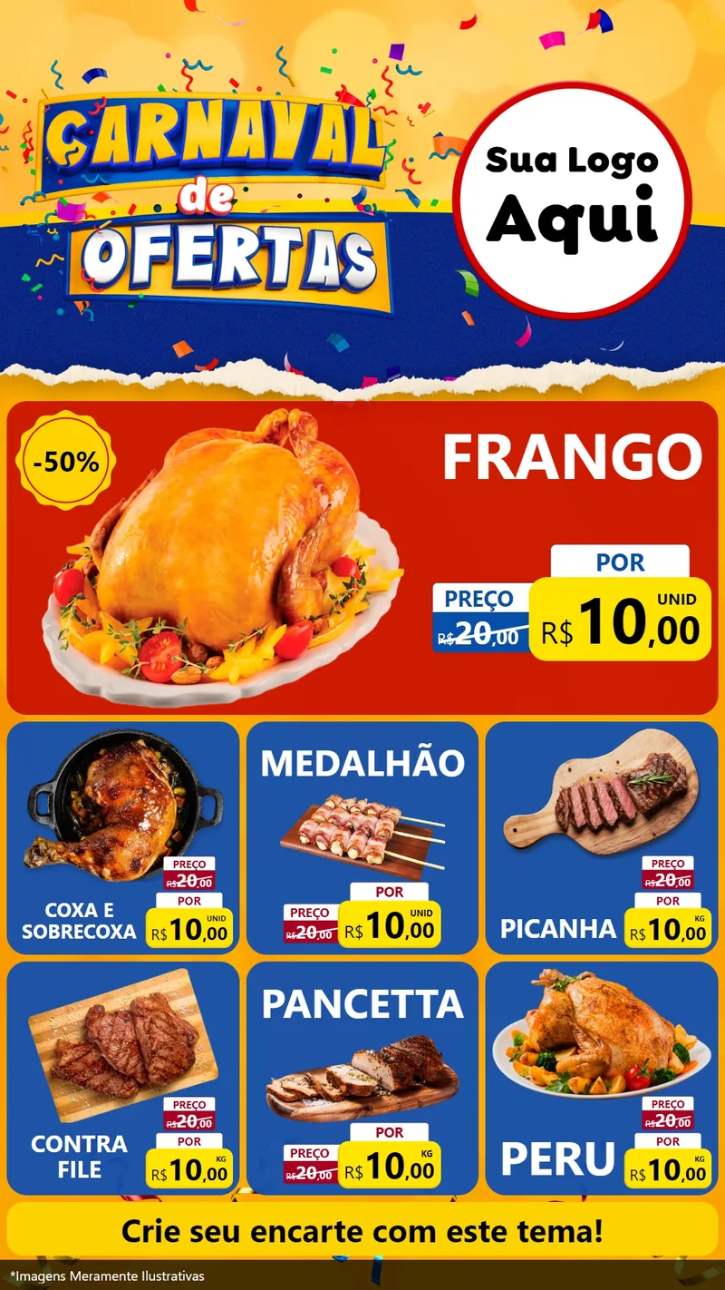 Modelo de Rede Social para Stories com o tema Carnaval de Ofertas para Assados