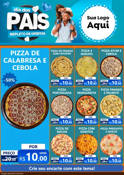 Modelo de Encarte para Encarte A4 Vertical com o tema Dia Dos Pais Repleto de Ofertas para Pizzaria