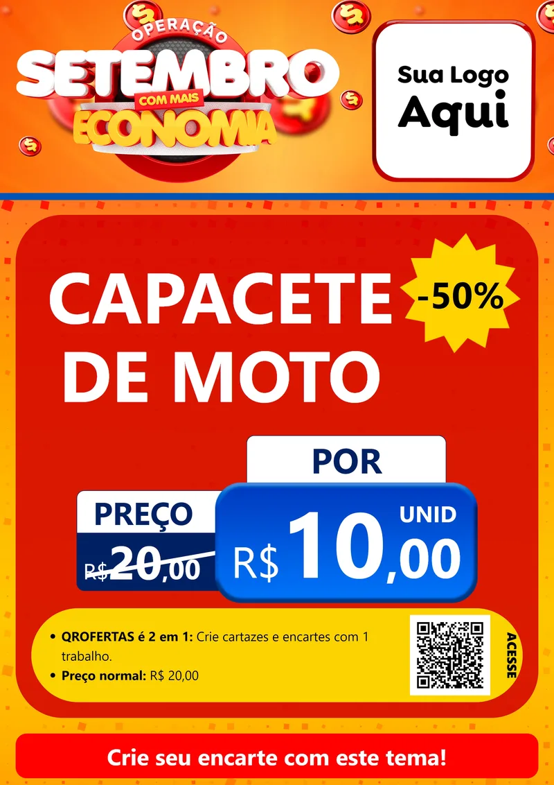 Modelo de Cartaz para Cartaz A4 Vertical com o tema Operação Setembro Com Muita Economia para Moto peças
