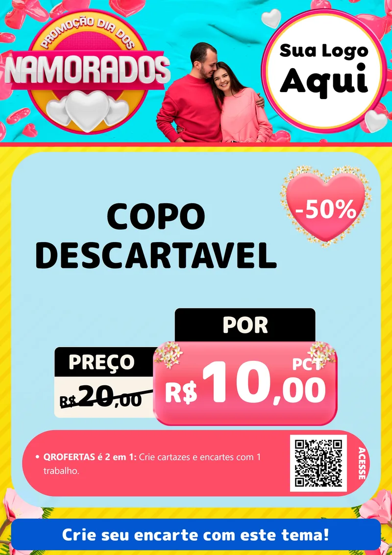 Modelo de Cartaz para Cartaz A4 Vertical com o tema Promoção Dia dos Namorados para Embalagens