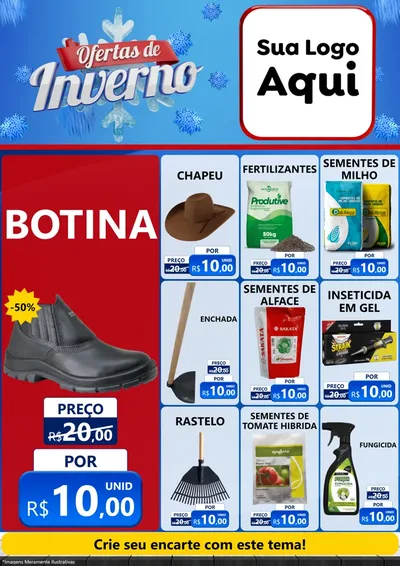 Modelo de Encarte para Encarte A4 Vertical com o tema Ofertas de Inverno para Agropecuária