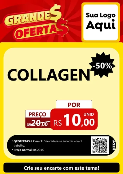 Modelo de Cartaz para Cartaz A4 Vertical com o tema Grandes Ofertas para Suplementos alimentares