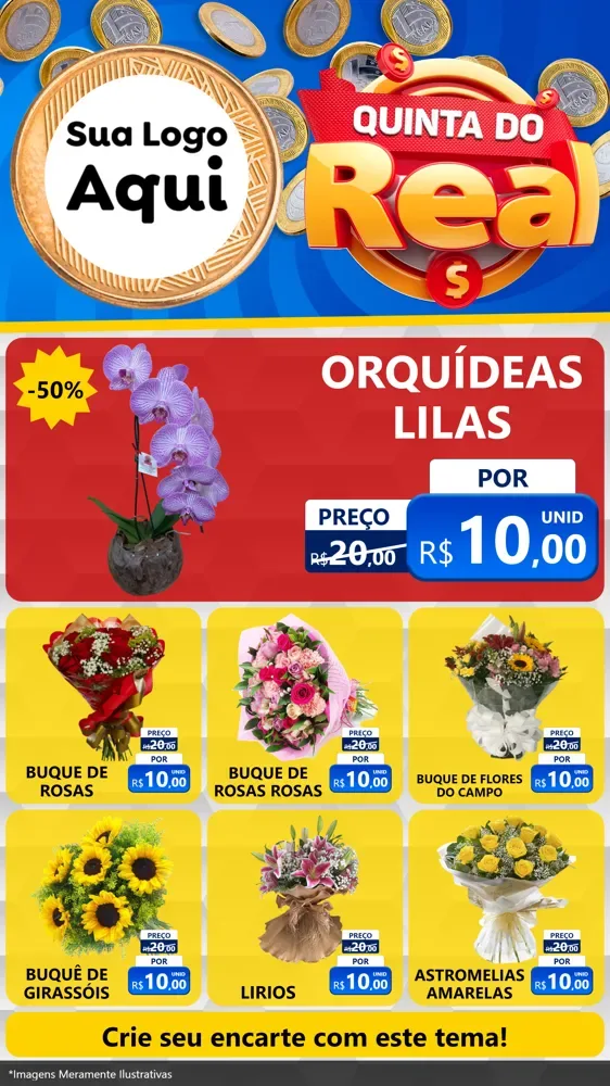 Modelo de Rede Social para Stories com o tema Quinta do Real para Floricultura e jardim