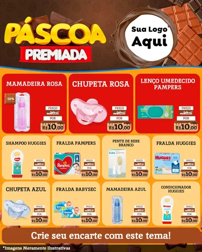 Modelo de Rede Social para Feed Instagram com o tema Páscoa Premiada para Bebês