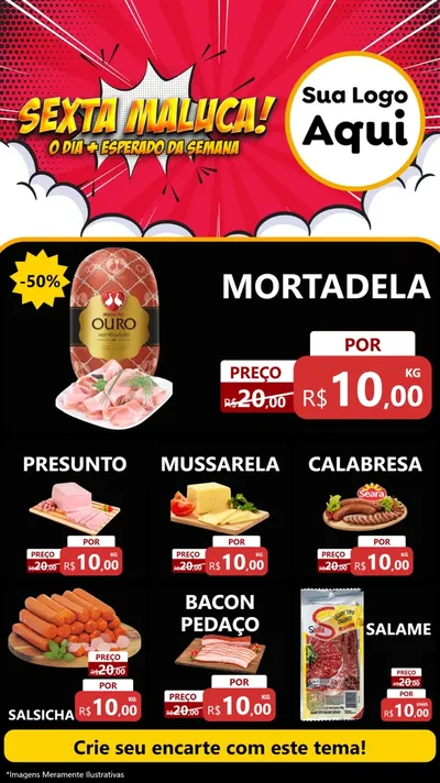 Modelo de Rede Social para Stories com o tema Sexta Maluca! para Frios e Laticínios