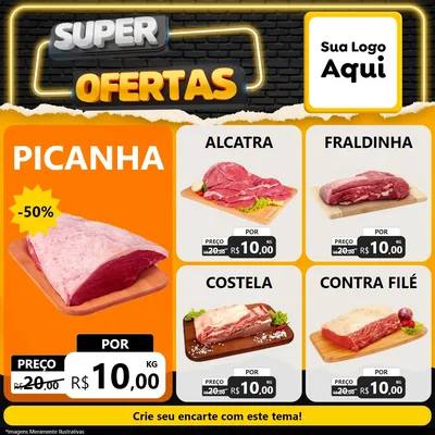 Modelo de Rede Social para Feed Facebook com o tema Super Ofertas para Açougue