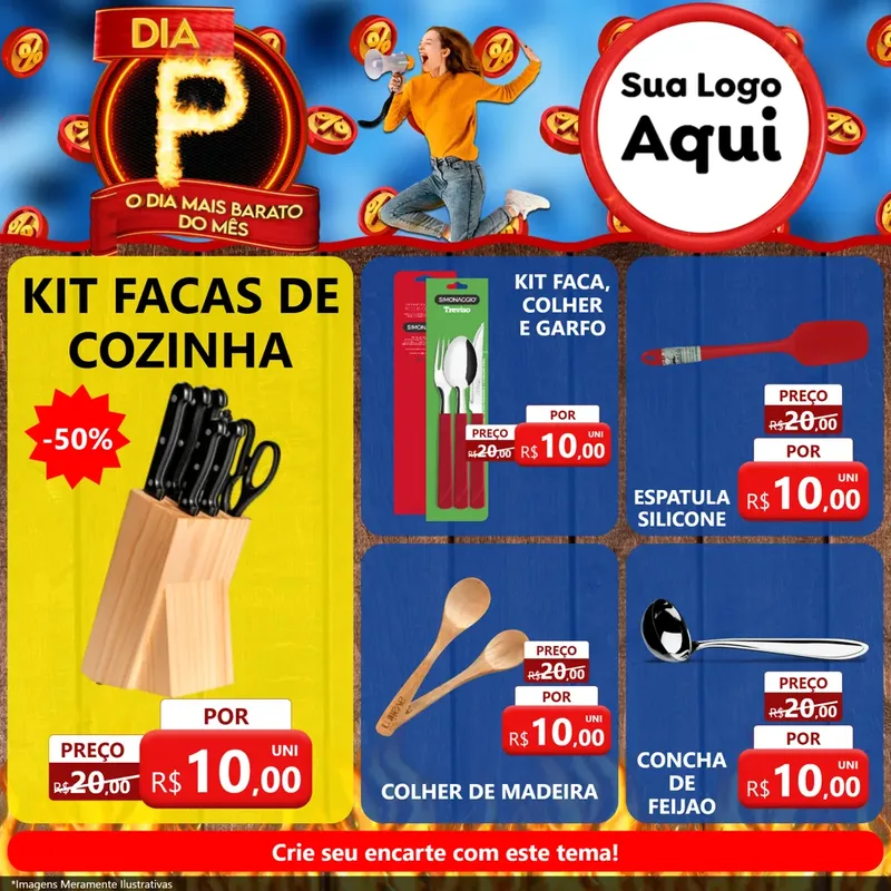 Modelo de Rede Social para Feed Facebook com o tema Dia P - O Dia Mais Barato Do Mês para Utilidades Domésticas