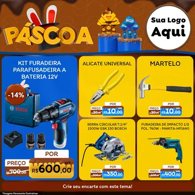 Modelo de Rede Social para Feed Facebook com o tema Páscoa para Maquinas e Ferramentas
