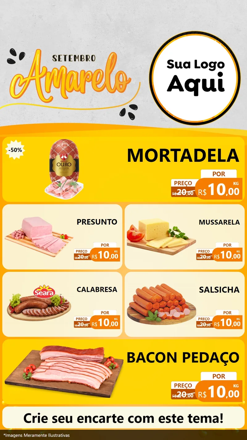 Modelo de TV para TV Vertical com o tema Setembro Amarelo para Frios e Laticínios