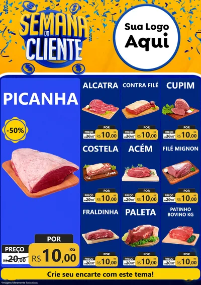 Modelo de Encarte para Encarte A4 Vertical com o tema Semana do Cliente para Açougue