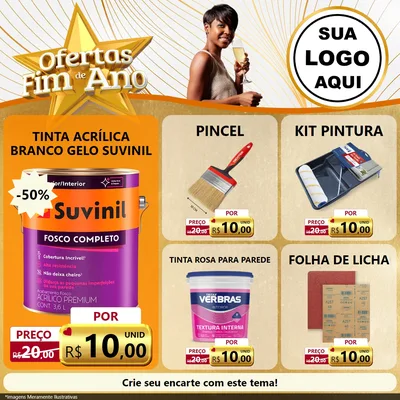 Modelo de Rede Social para Feed Facebook com o tema Ofertas Fim de Ano para Tintas e Ferramentas