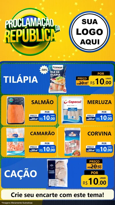 Modelo de TV para TV Vertical com o tema Proclamação da República para Peixaria