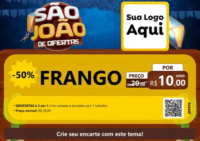 Modelo de Cartaz para Cartaz A4 Horizontal com o tema São João Ofertas Imbatíveis! - Junina para Assados
