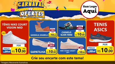 Modelo de TV para TV Horizontal com o tema Carnaval de Ofertas para Calçados