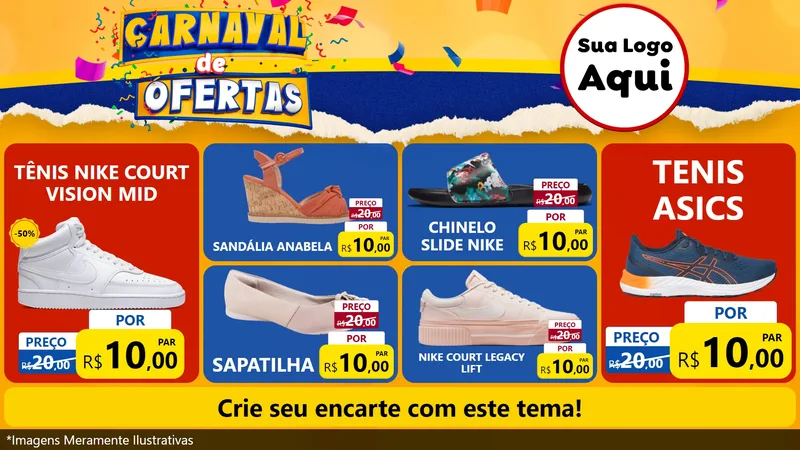 Modelo de TV para TV Horizontal com o tema Carnaval de Ofertas para Calçados
