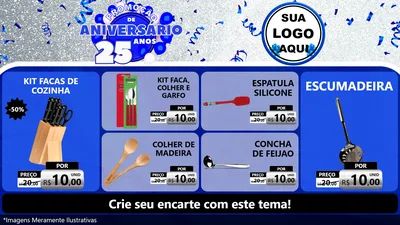 Modelo de TV para TV Horizontal com o tema Promoção de Aniversário - 25 Anos para Utilidades Domésticas