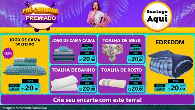 Modelo de TV para TV Horizontal com o tema Pré-Carnaval Premiado para Cama, Mesa e Banho