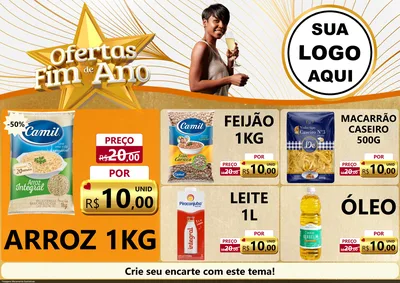 Modelo de Encarte para Encarte A4 Horizontal com o tema Ofertas Fim de Ano para Supermercado