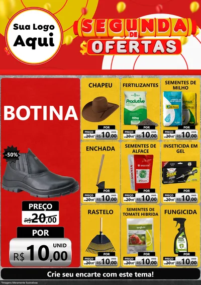 Modelo de Encarte para Encarte A4 Vertical com o tema Segunda de Ofertas para Agropecuária