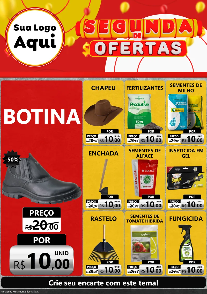 Modelo de Encarte para Encarte A4 Vertical com o tema Segunda de Ofertas para Agropecuária