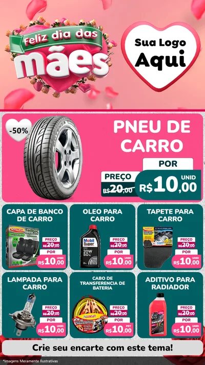Modelo de Rede Social para Stories com o tema Feliz Dia das Mães para Auto peças