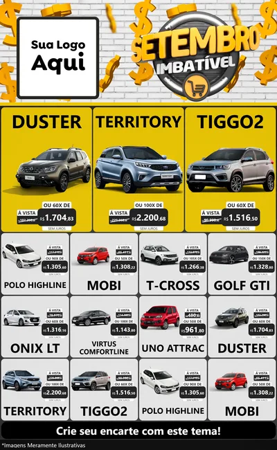 Modelo de Encarte para Encarte Grande com o tema Setembro Imbatível para Concessionaria de Carros