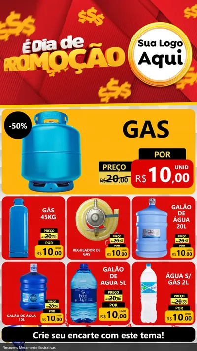 Modelo de Rede Social para Stories com o tema É Dia De Promoção para Água e gás