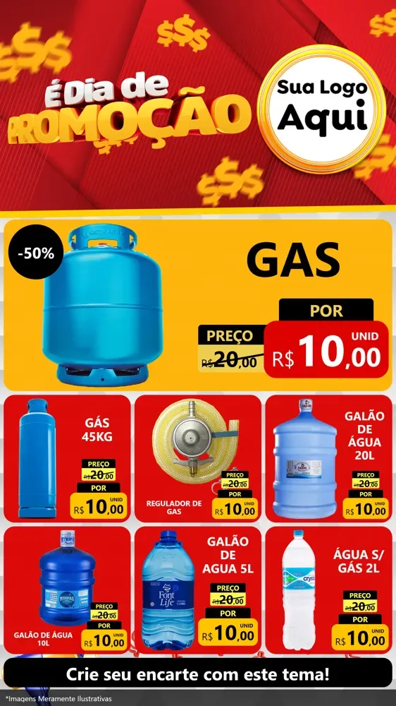 Modelo de Rede Social para Stories com o tema É Dia De Promoção para Água e gás