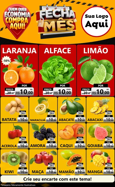 Modelo de Encarte para Encarte Grande com o tema Fecha Mês para Hortifrúti