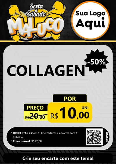 Modelo de Cartaz para Cartaz A4 Vertical com o tema Sexta e Sábado Maluco para Suplementos alimentares