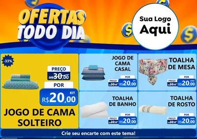 Modelo de Encarte para Encarte A4 Horizontal com o tema Ofertas Todo Dia para Cama, Mesa e Banho