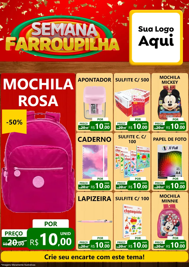 Modelo de Encarte para Encarte A4 Vertical com o tema Semana Farroupilha para Papelaria