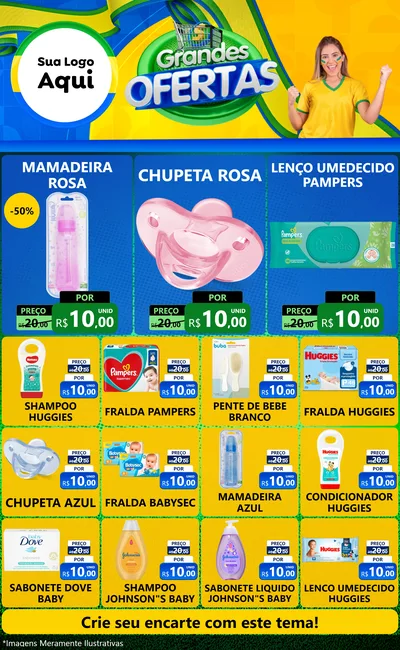 Modelo de Encarte para Encarte Grande com o tema Grandes Ofertas para Bebês