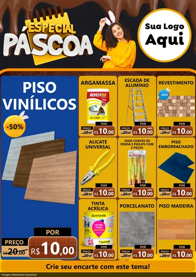 Modelo de Encarte para Encarte A4 Vertical com o tema Especial Páscoa para Material para Construção