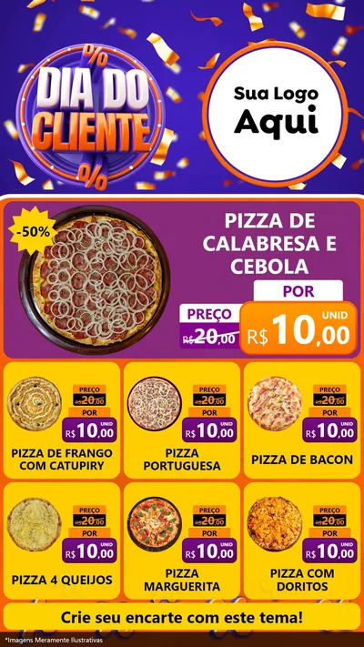 Modelo de Rede Social para Stories com o tema Dia do Cliente para Pizzaria