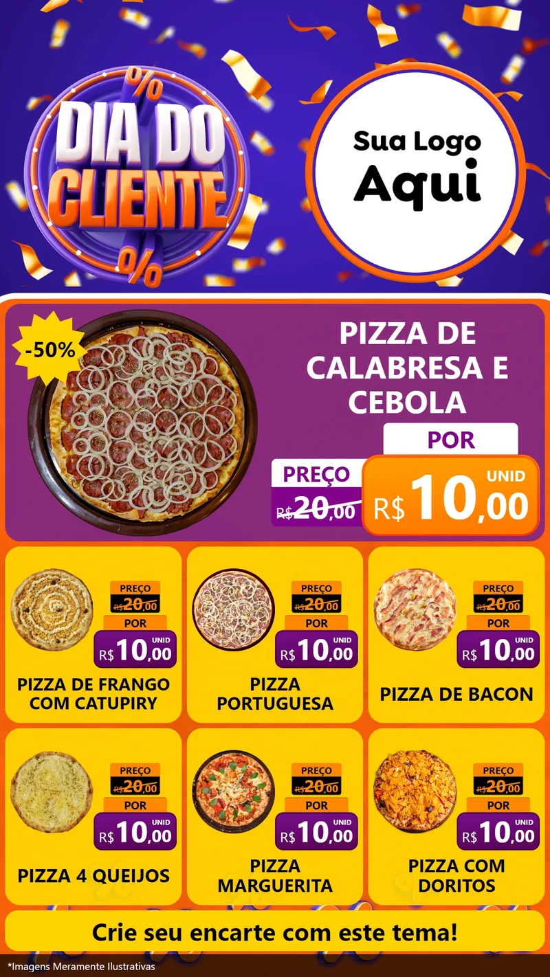 Modelo de Rede Social para Stories com o tema Dia do Cliente para Pizzaria