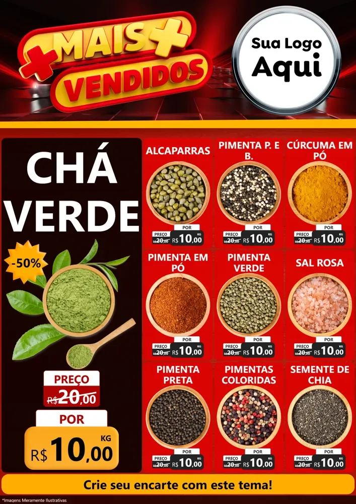 Modelo de Encarte para Encarte A4 Vertical com o tema Mais Vendidos para Produtos Naturais