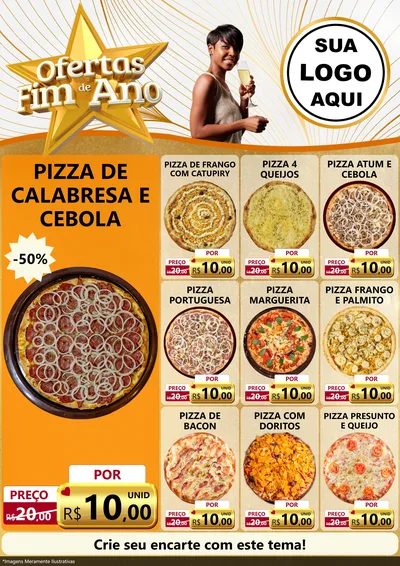 Modelo de Encarte para Encarte A4 Vertical com o tema Ofertas Fim de Ano para Pizzaria